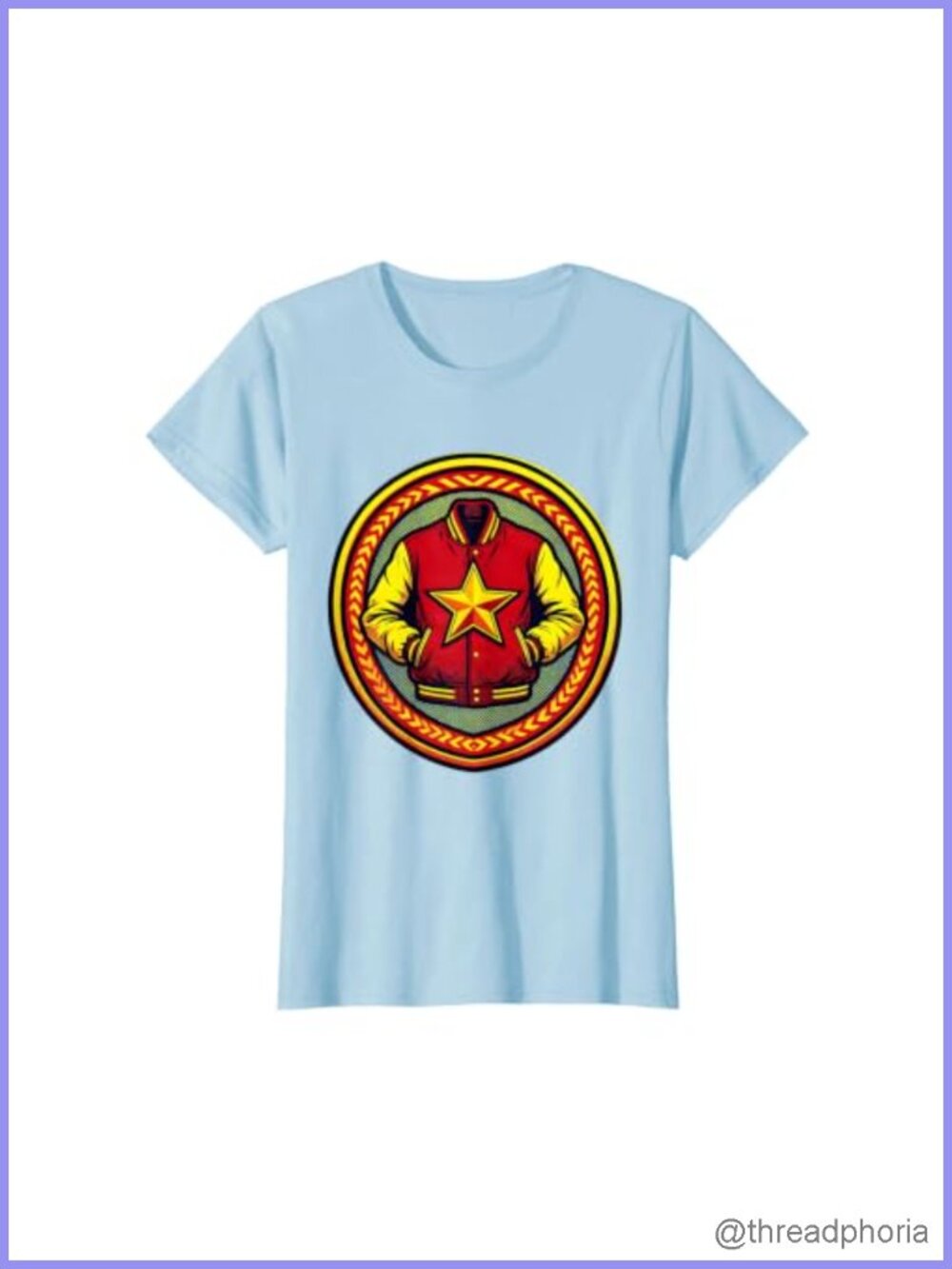 Classic Letterman Jacket Star Patch Graphic Tee Classic Fit Cotton T-Shirt